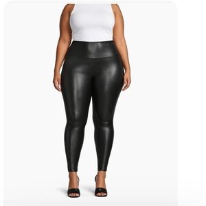 Time And Tru XXL/20 Black Faux Leather High Rise Pull On Leggings New